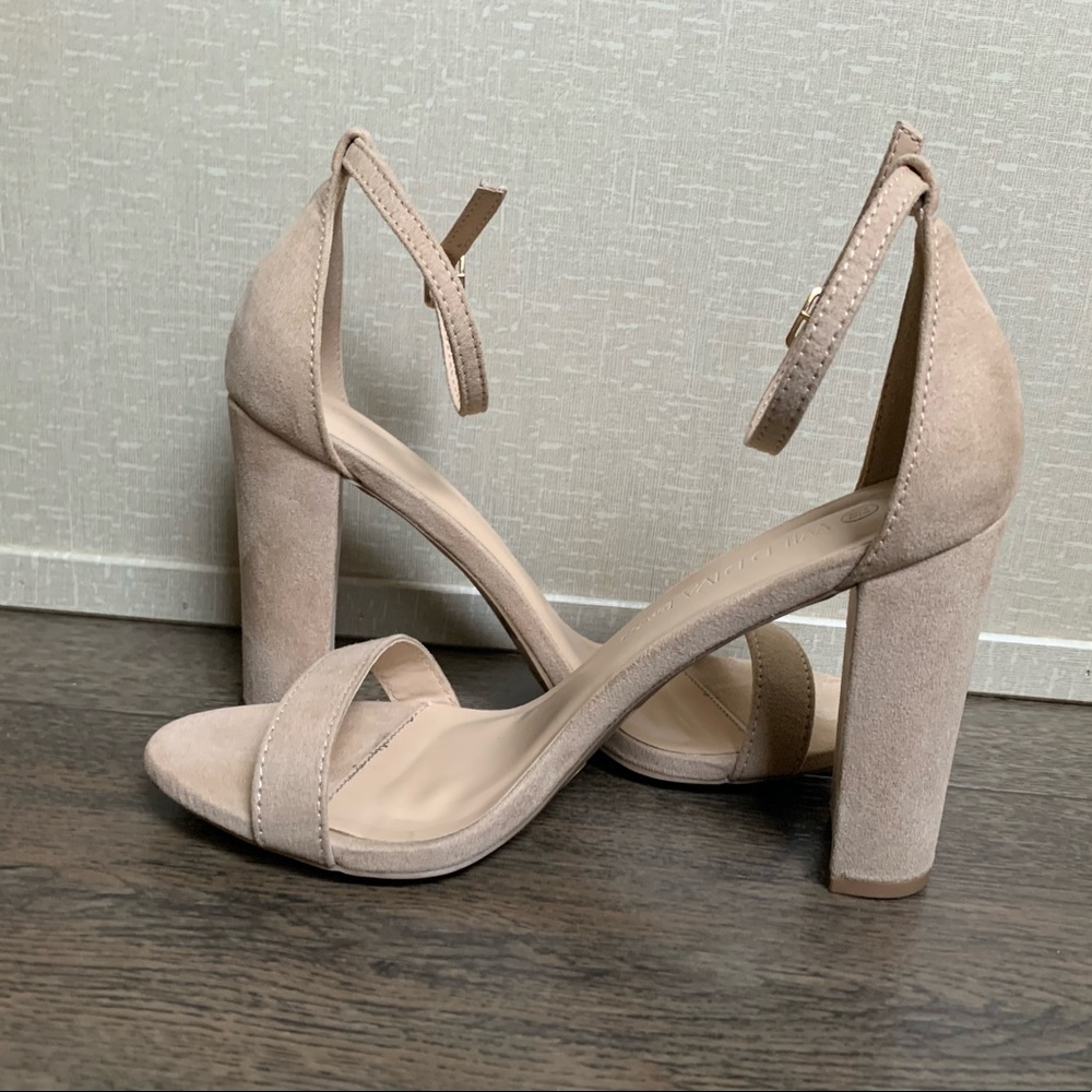 Nude/beige block heel worn once